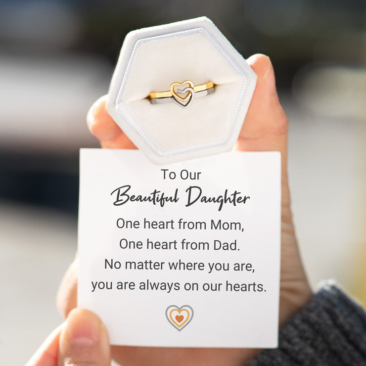 Love From Mom and Dad Overlapping Hearts Ring - Main Image