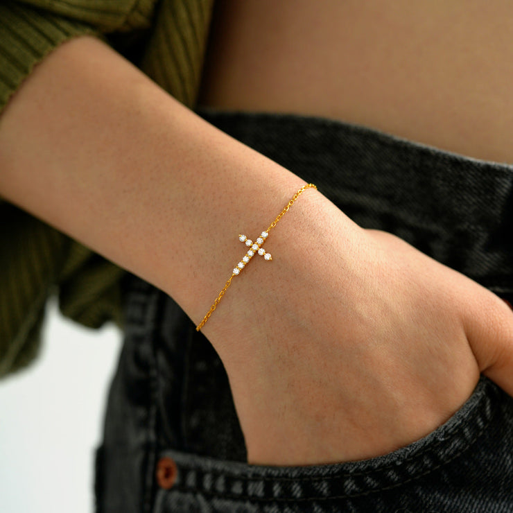 The Lord Stood With Me Golden Cross Bracelet