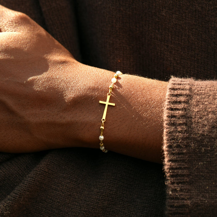 Cross Pearl Bracelet