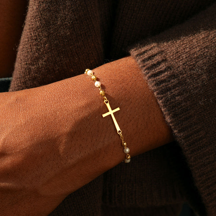 Cross Pearl Bracelet