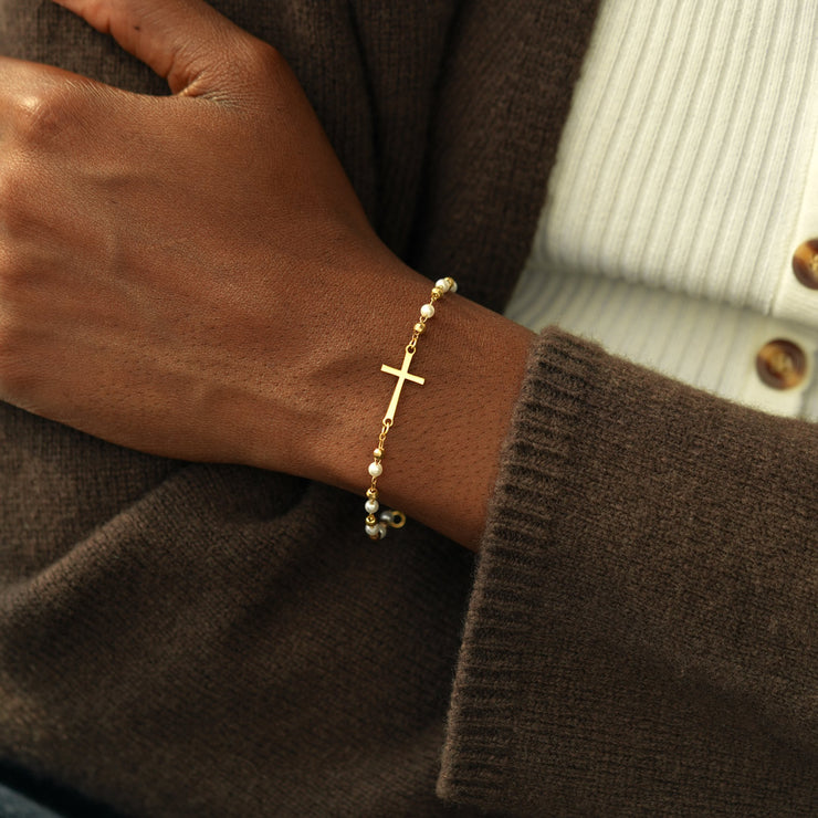 Cross Pearl Bracelet