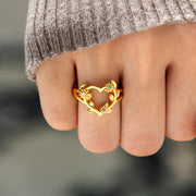 1-5 Birthstones Flower Heart Ring