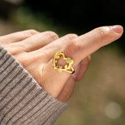 1-5 Birthstones Flower Heart Ring