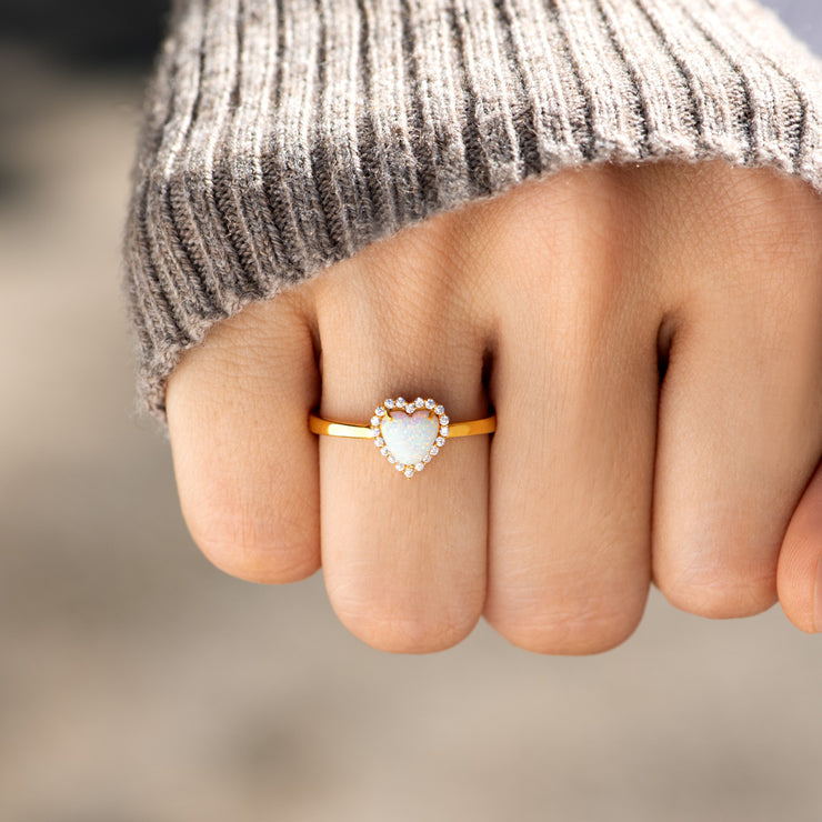 Mother&Daughter Together For Life Matching Heart Opal Ring