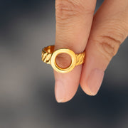 Strength And Heavenly Love Matching Cuban Chain Circle Ring