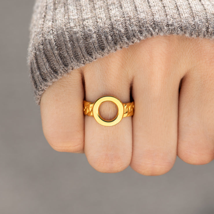 Strength And Heavenly Love Matching Cuban Chain Circle Ring