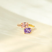 Mother & Daughter Square Birthstone Ring