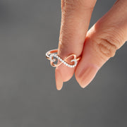 Two Hearts Infinity Ring