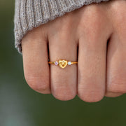 Two Birthstone Love Knot Ring