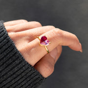 Husband & Wife Pieced Heart Birthstone Ring