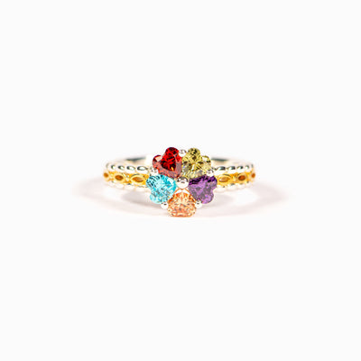1-5 Birthstones Heart Two Tone Ring