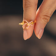 Pink Bow Gold Ring S925