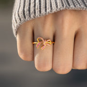 Pink Bow Gold Ring S925