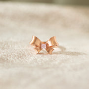 Brushed Bow Square Gold Ring S925