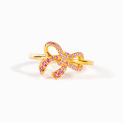 Pink Bow Gold Ring S925