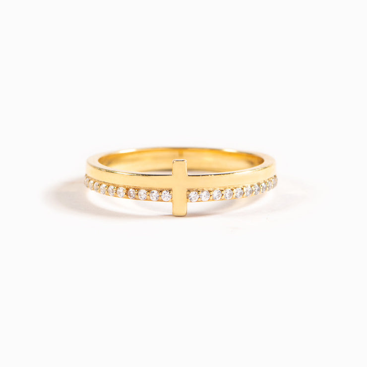 Round 14k Yellow Gold Diamond Cross Ring, Size: 6 - 30 at Rs 8461 in Kolkata