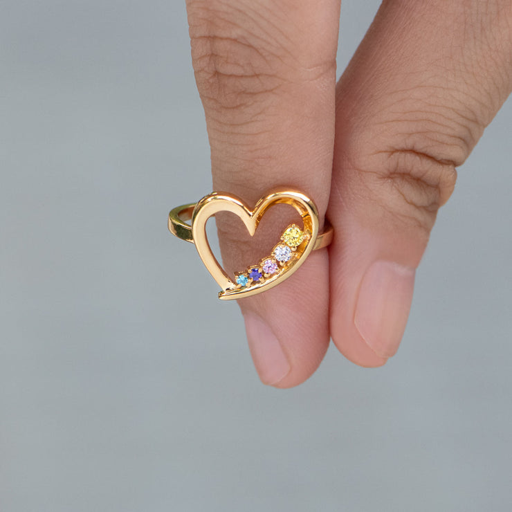 1-6 Birthstones Heart Ring