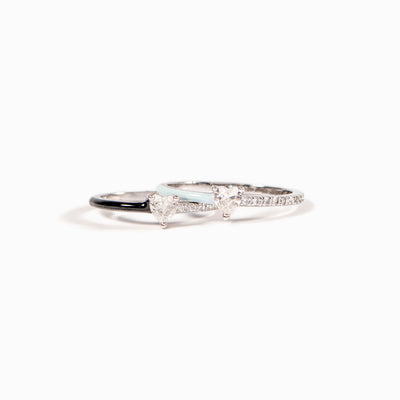 Best Bi♥︎ches Matching Half Enamel Heart-Cut Rings