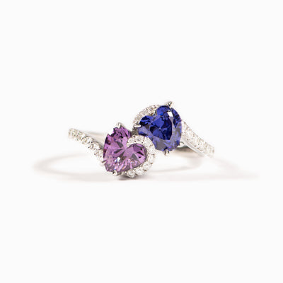 Ride The Wave Opposite Heart Birthstone Ring