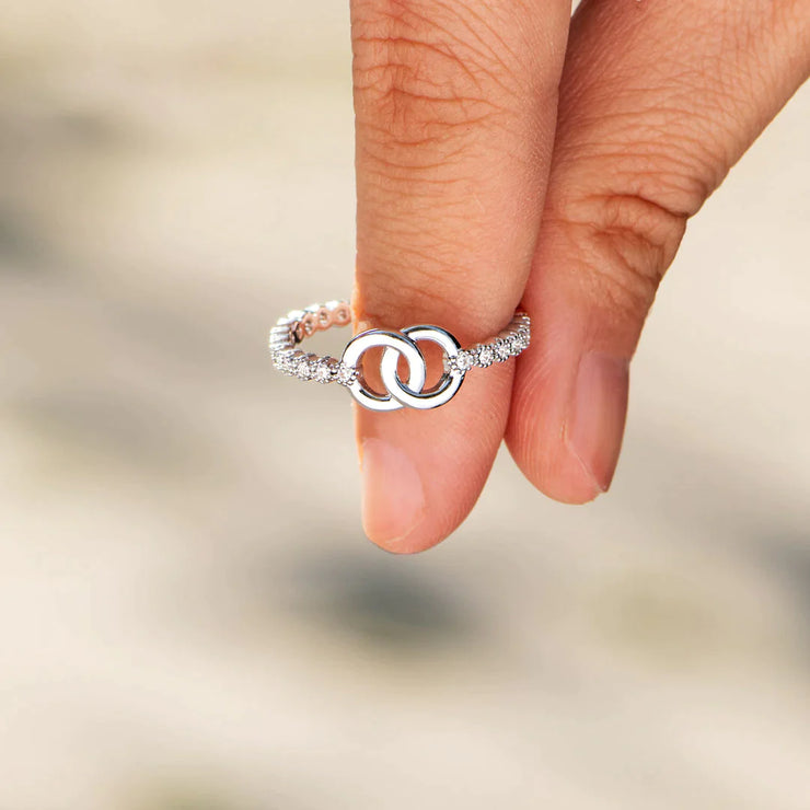 Baby Interlocking Rings Part Of Each Other Matching Pavé Interlocking Ring