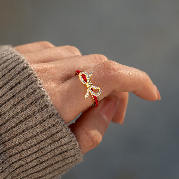 Mother Daughter Matching Red String of Fate Ring