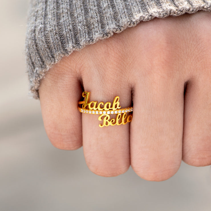 Two Name Couple Rings