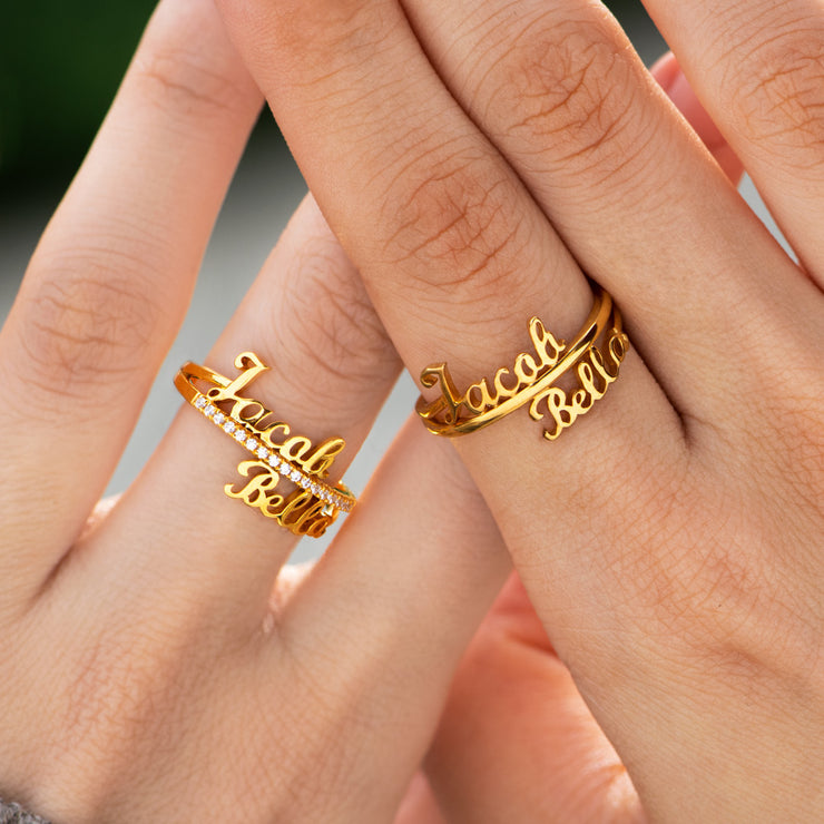Two Name Couple Rings