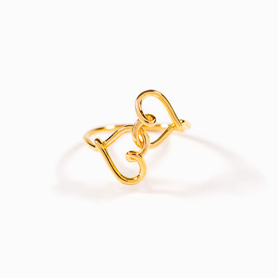 Mother & Daughter Golden Thread Linking Hearts Ring