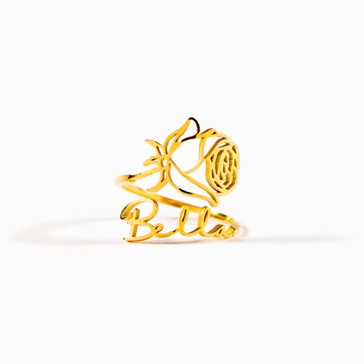 Birth Flower Name Ring