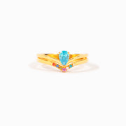 Mom And 1-8 Birthstones Pear Cut Chevron Ring