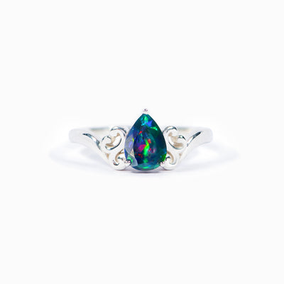 Healing From Trauma Teardrop Black Opal Ring