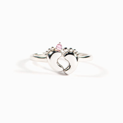 Custom Birthstone Baby Footprint Ring