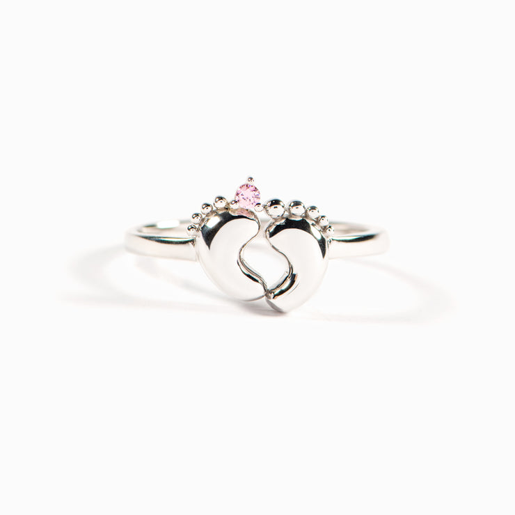 Custom Birthstone Baby Footprint Ring