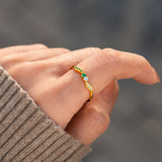 High Tide Or Low Tide Personalized Double Stone Wavy Ring