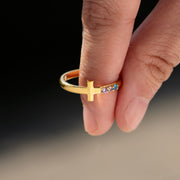 You Are Doing Great Mama 1-7 Birthstones Cross Ring