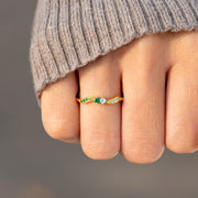 High Tide Or Low Tide Personalized Double Stone Wavy Ring