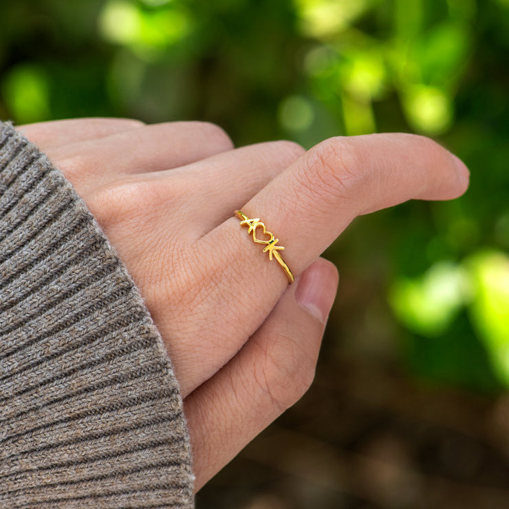 2 Initials Heart Ring