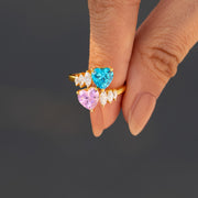 Two Heart Birthstone Bypass Ring