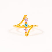 1-6 Heart Birthstones Bypass Ring