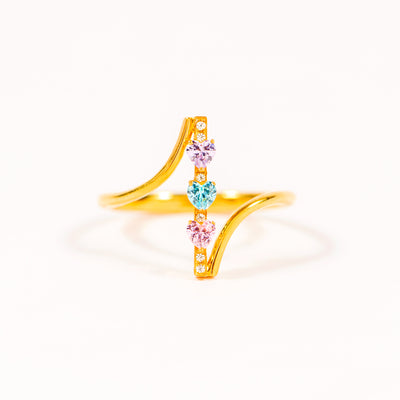 1-6 Heart Birthstones Bypass Ring