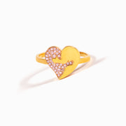 Pink Pavé Hug Heart Ring