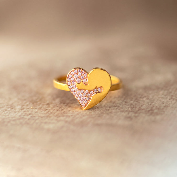 Pink Pavé Hug Heart Ring