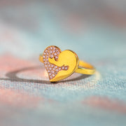 Pink Pavé Hug Heart Ring