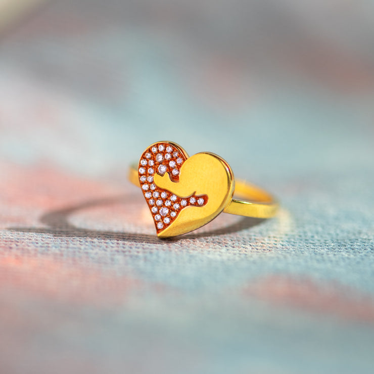 Pink Pavé Hug Heart Ring