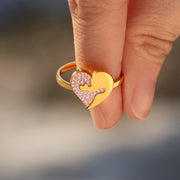 Pink Pavé Hug Heart Ring