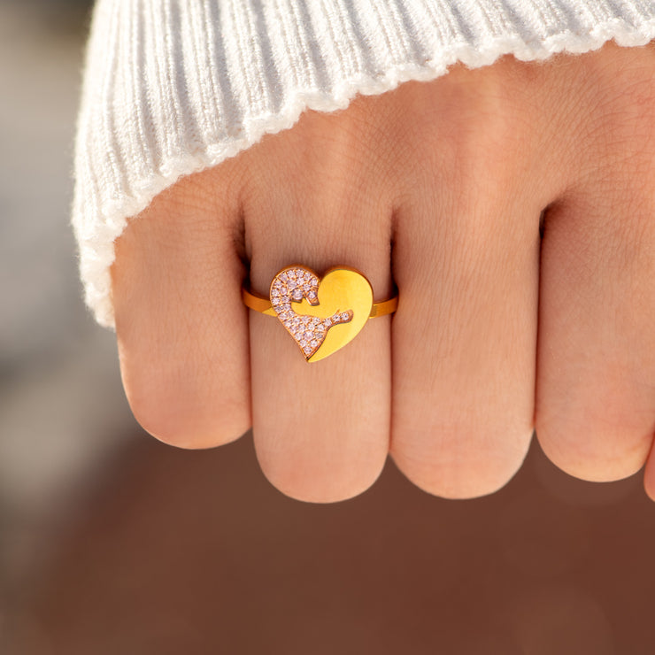 Pink Pavé Hug Heart Ring