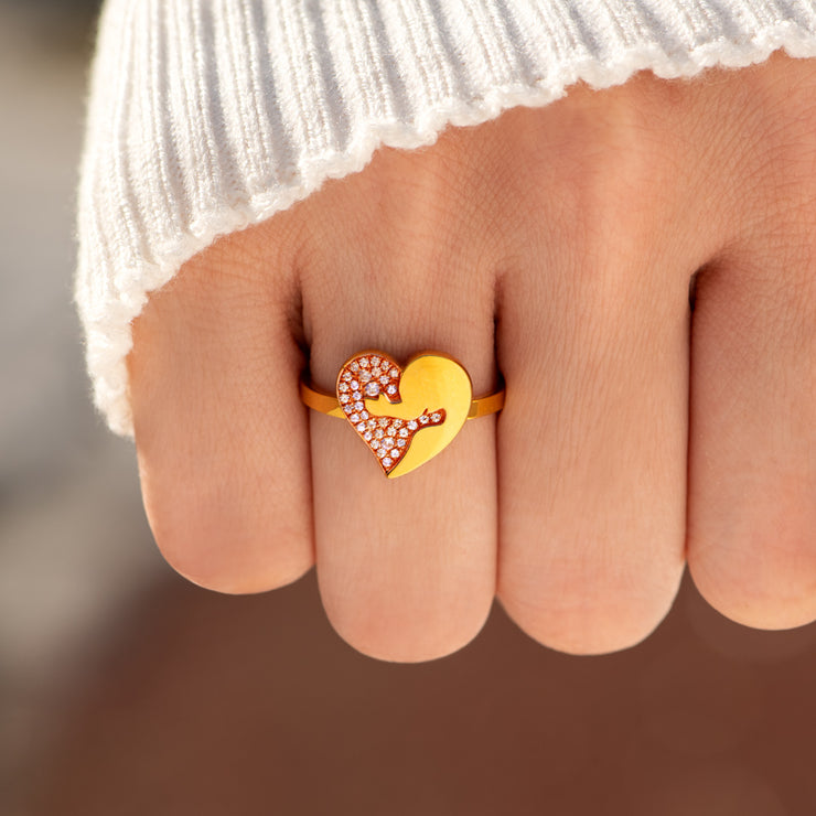 Pink Pavé Hug Heart Ring