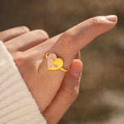 Pink Pavé Hug Heart Ring