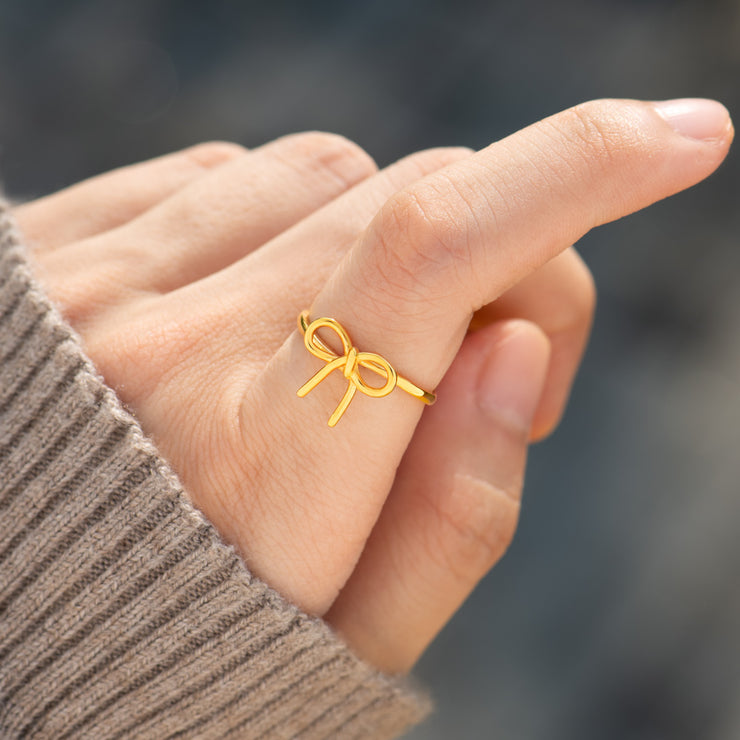 The Golden Thread of Our Love Golden Bow Ring