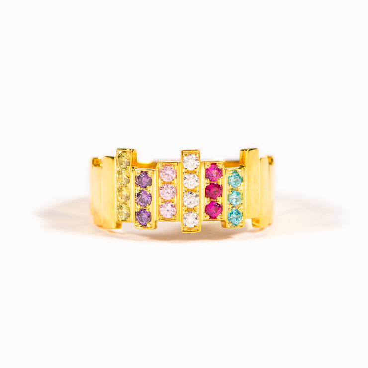 1-7 Birthstones Vertical Bar Ring